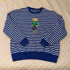 Polo Ralph Lauren Bear Striped Fleece Sweatshirt XL